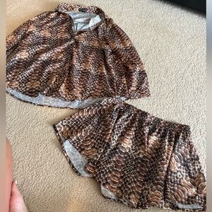PrettyLittleThing Brown Snake Print Set